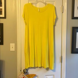 Bright yellow t-shirt dress w/pockets